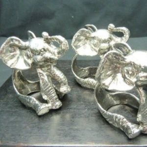Arthur Court Elephant Napkin Rings, Set of 4